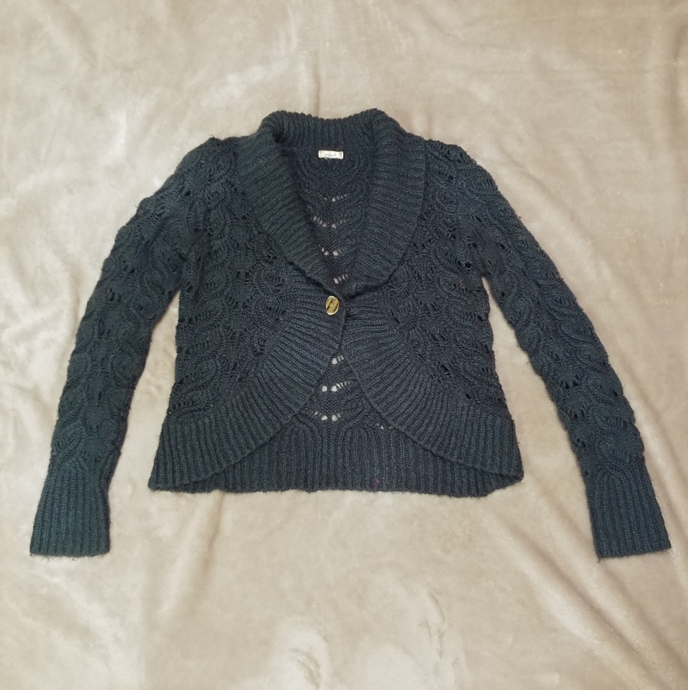 Super soft boho ruffle collar cardigan sweater